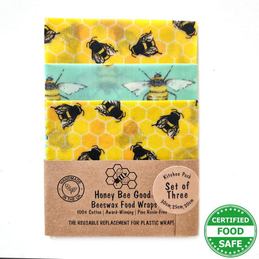 *Set of 3 Handmade Beeswax Wraps | Bee Happy