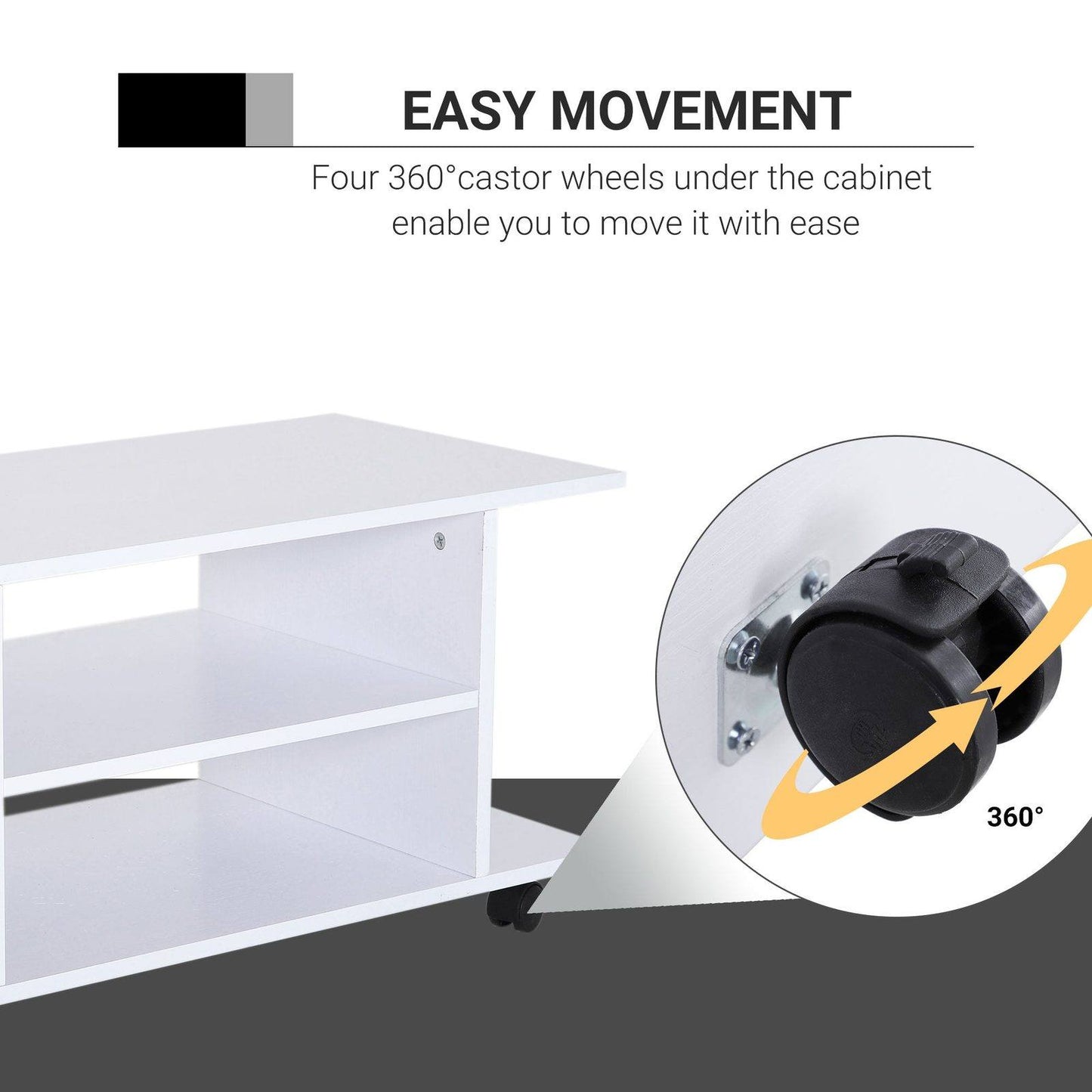 Modern TV Cabinet Stand Storage Shelves Table Mobile Bedroom Furniture Bookshelf Bookcase White New