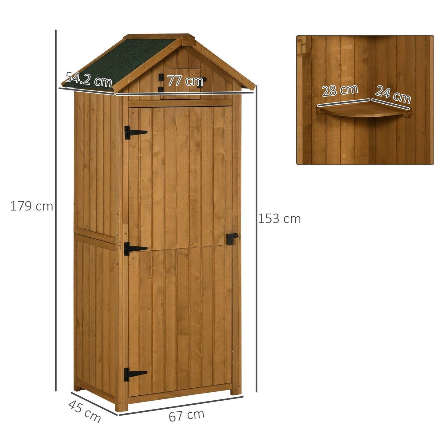 Rustica 179cm Single Door Apex Garden Store Fir Wood Teak by Steadfast