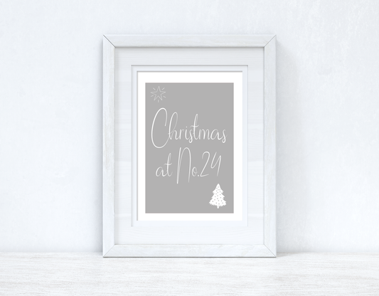 Personalised Christmas At No Grey Background Winter Christmas Seasonal Wall Home Decor Print