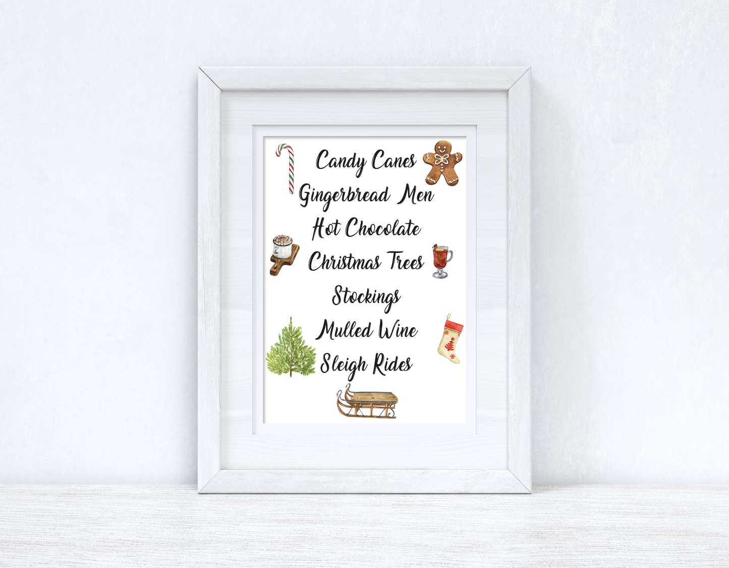 Christmas List Winter Christmas Seasonal Wall Home Decor Print