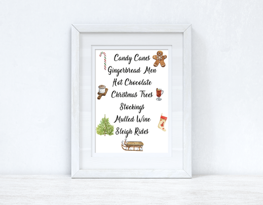 Christmas List Winter Christmas Seasonal Wall Home Decor Print