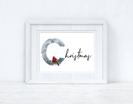 Christmas Red Bird Winter Christmas Seasonal Wall Home Decor Print