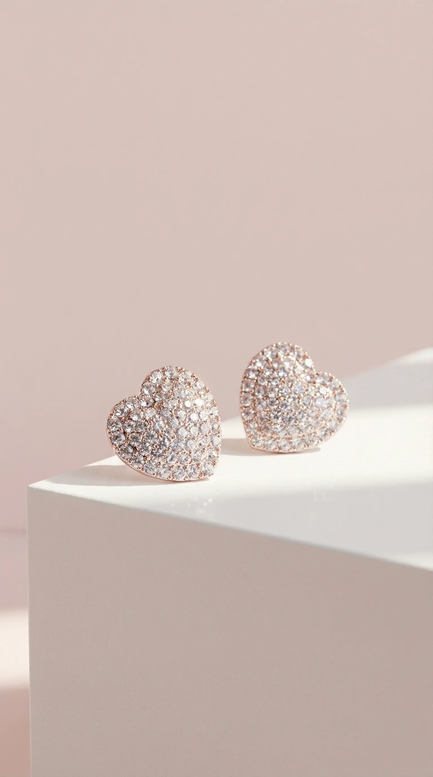 Gold Clear Heart Crystal Non Pierced Clip On Earrings