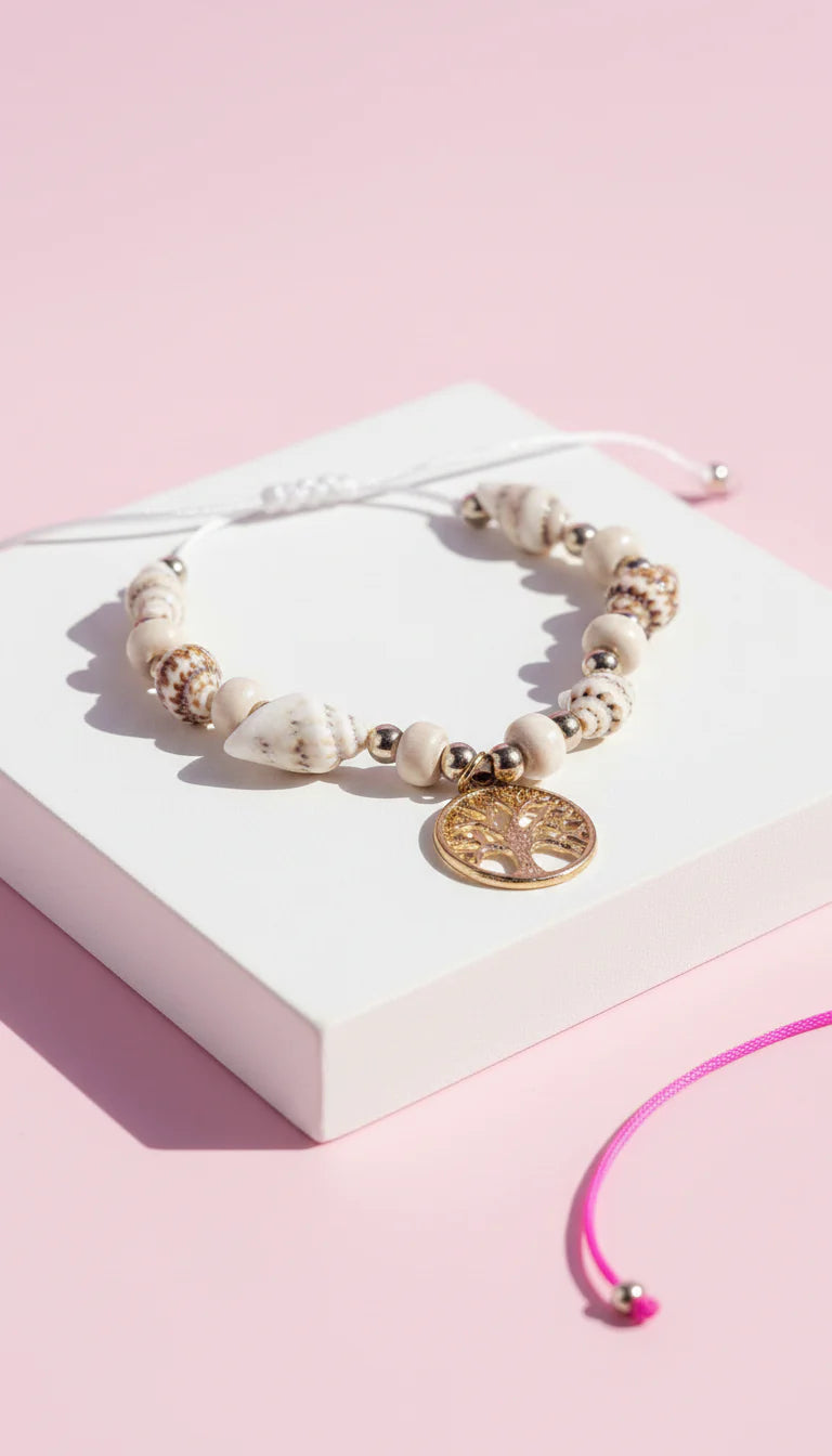 Tree Of Life Beaded Pull Tie Anklet