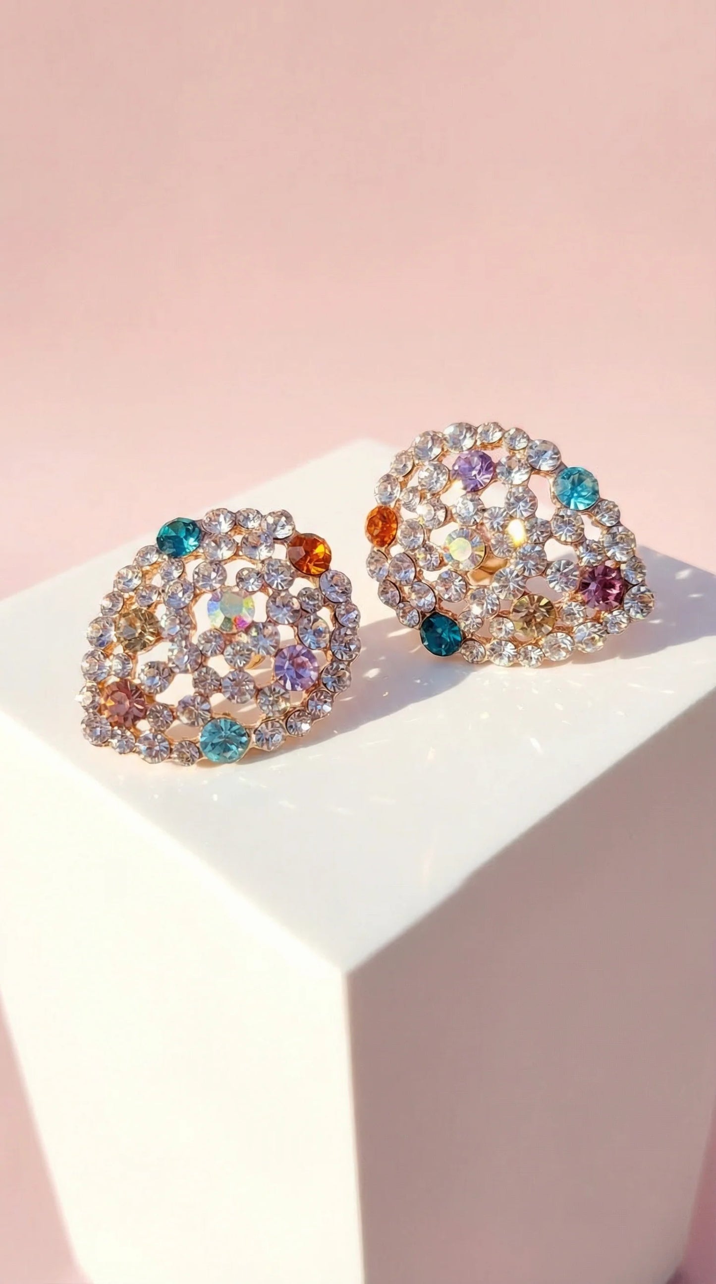 Oval Crystal Non Pierced Clip On Earrings