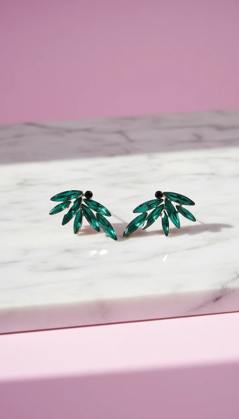 Feathered Crystal Stud Earrings