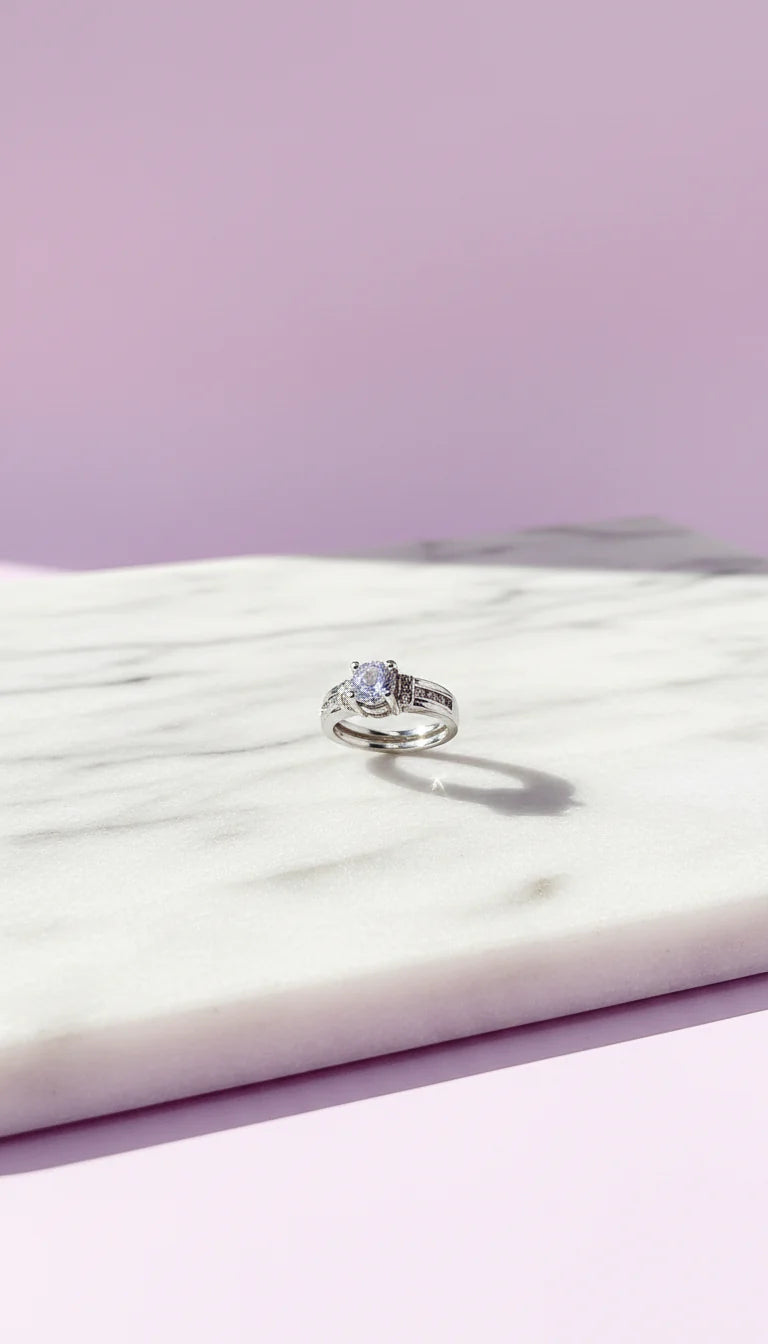 Crystal Ring Silver Box set of 12