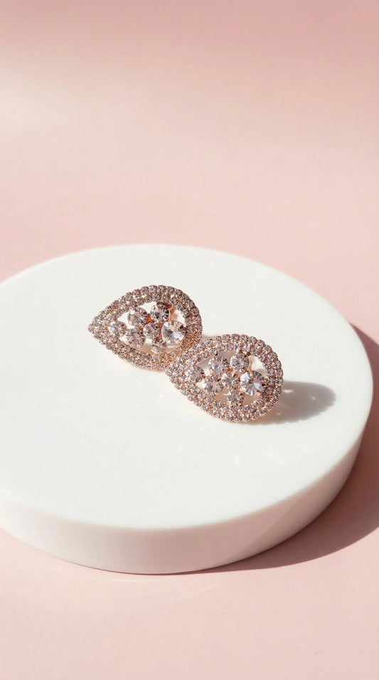 Oval Crystal Non Pierced Clip On Earrings