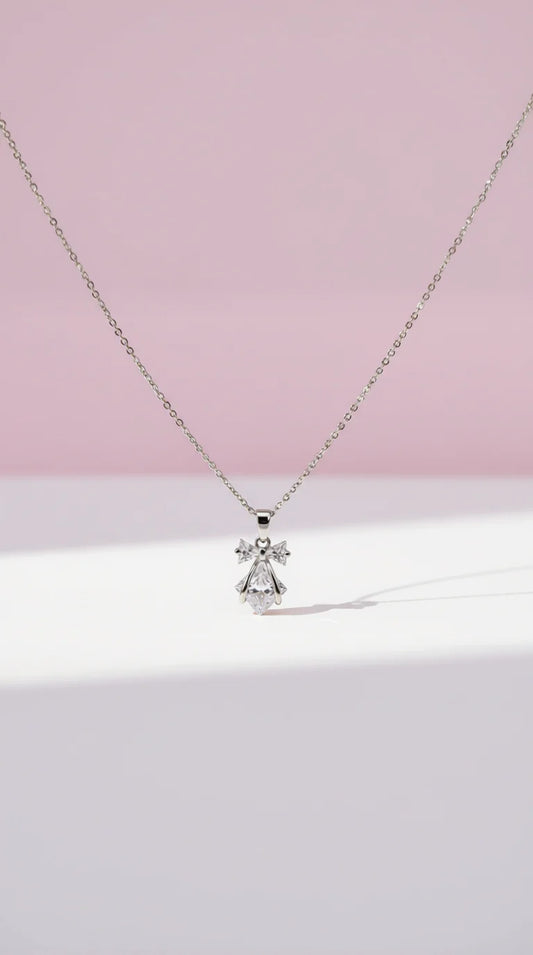 Bow Crystal Pendant Necklace