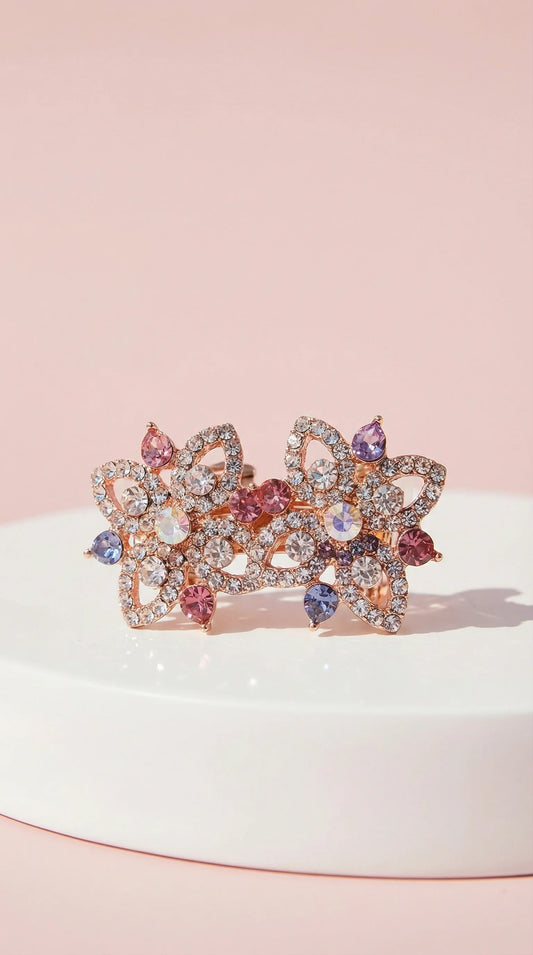 Star Burst Crystal Non Pierced Clip On Earrings