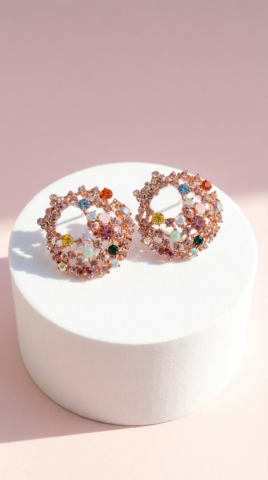 Halo Crystal Non Pierced Clip On Earrings