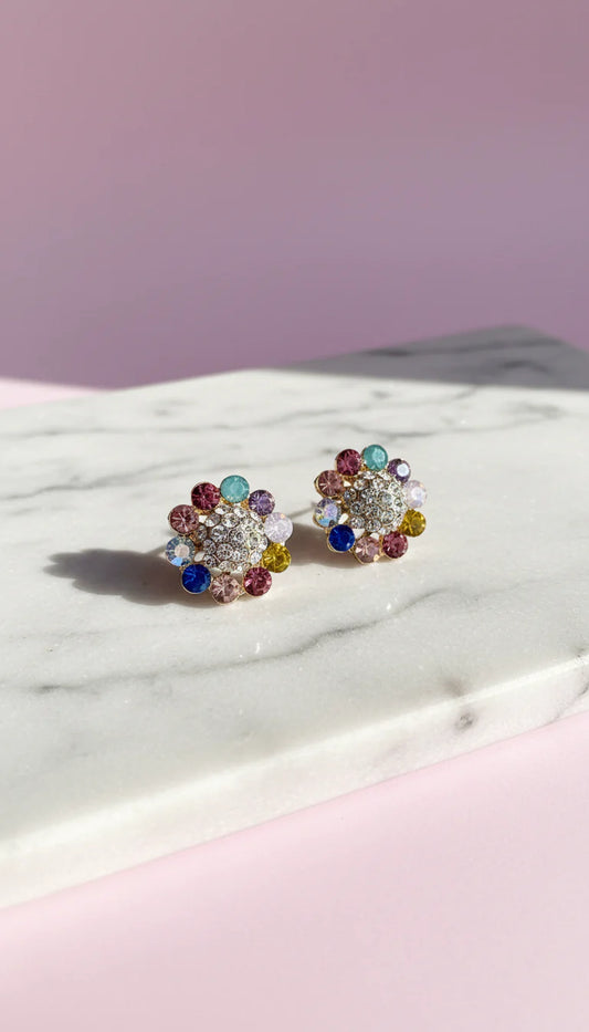 Flower Crystal Stud Earrings