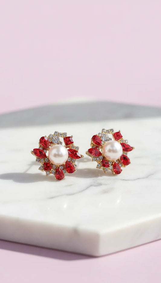 Pearl & Crystal Stud Earrings