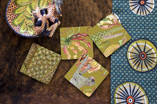 Flame Lily Swamp Coasters, Blue or Orange