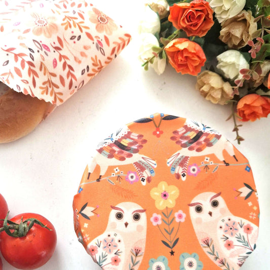 *Set of 3 Handmade Beeswax Wraps | Owls