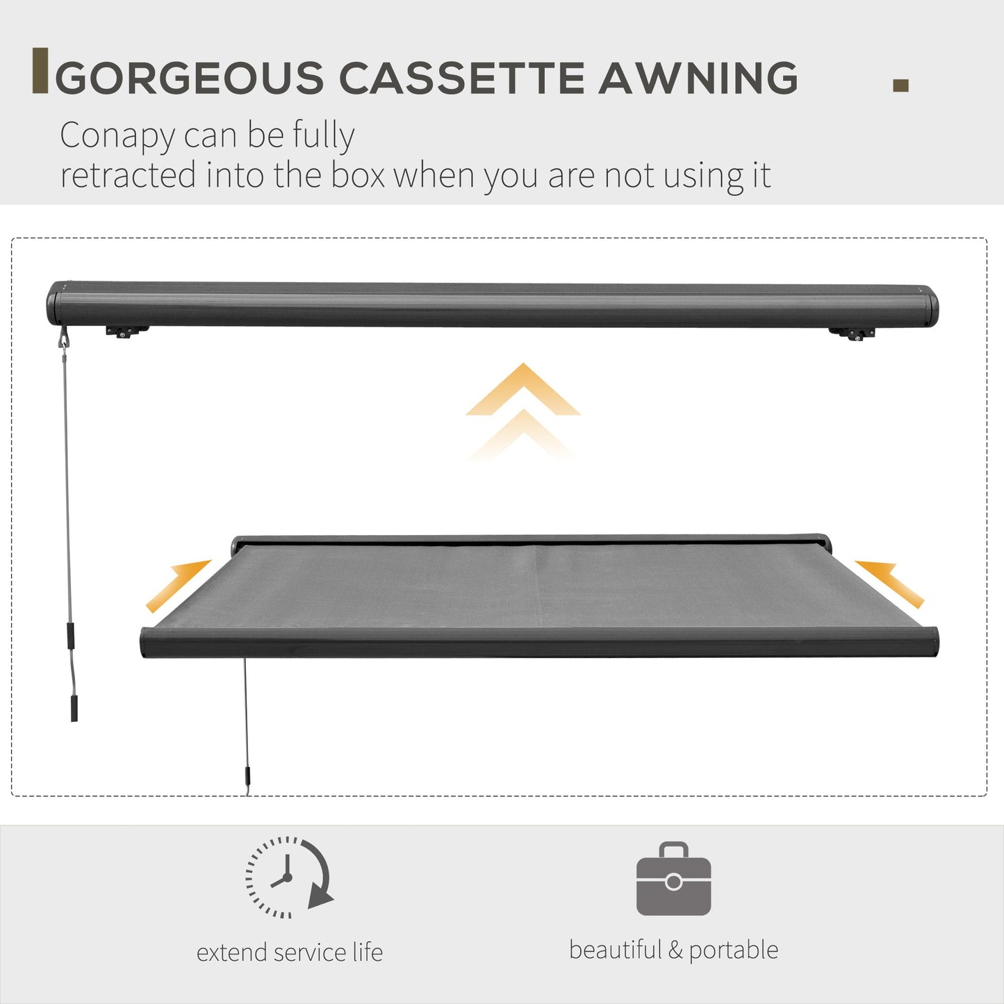 Cassette Electric Manual Awning Door Window Retractable Canopy w/ R/C