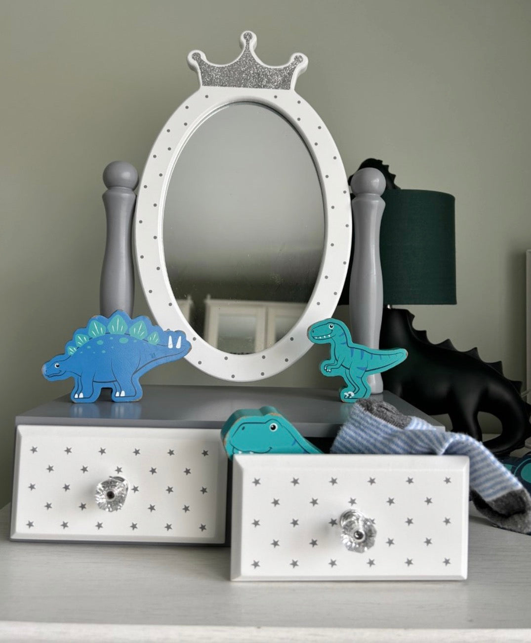 Grey princess wooden dressing mirror