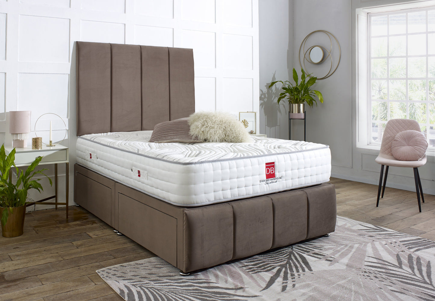 Milan Divan Bed Set with Tall Headboard and Footboard