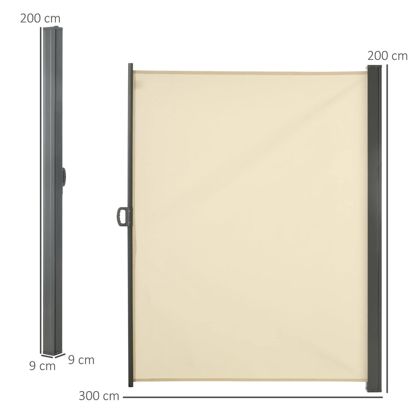 Retractable Sun Side Awning Screen Fence Patio Garden Wall Balcony Screening Panel Outdoor Blind Privacy Divider 3x2M