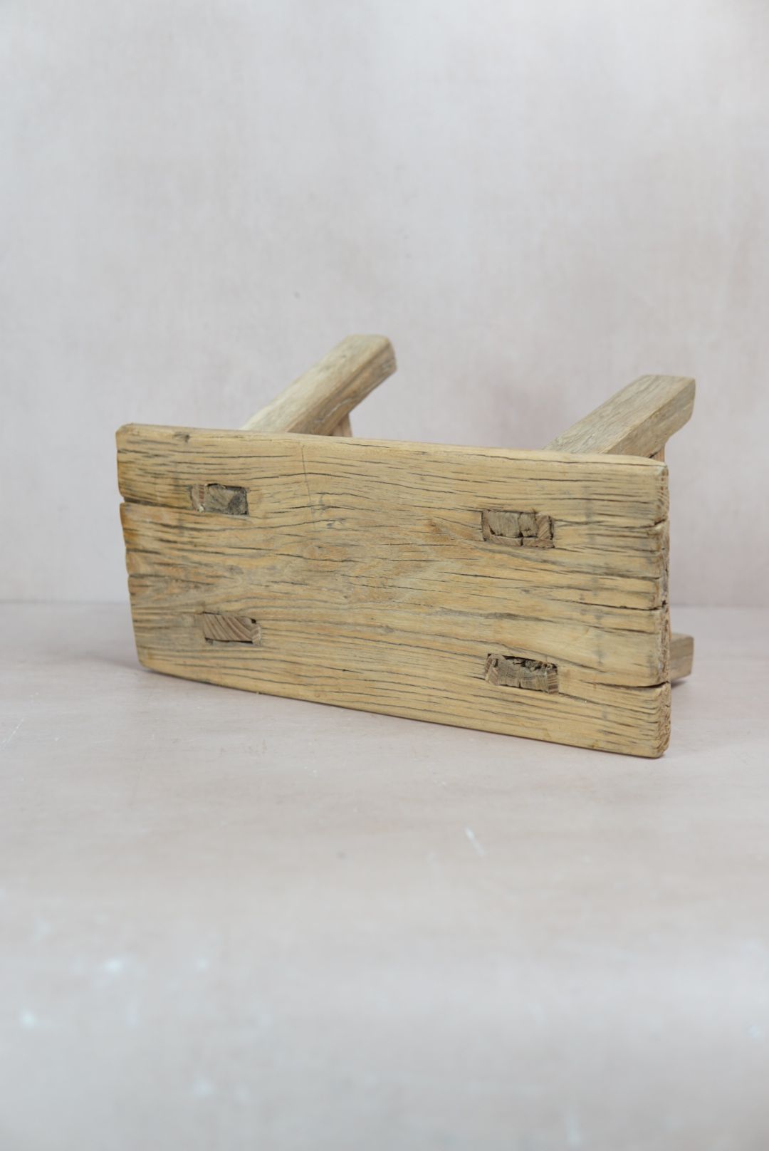 Vintage Rustic Elm Wood Stool - Square - 29