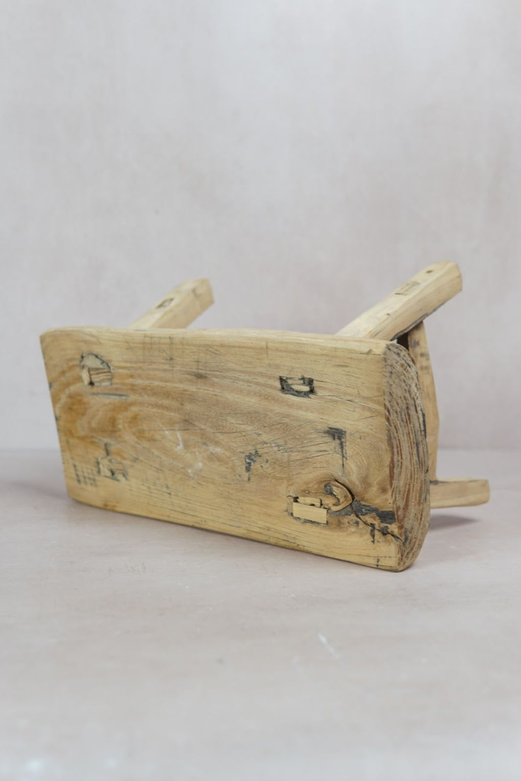 Vintage Rustic Elm Wood Stool - Square - 30