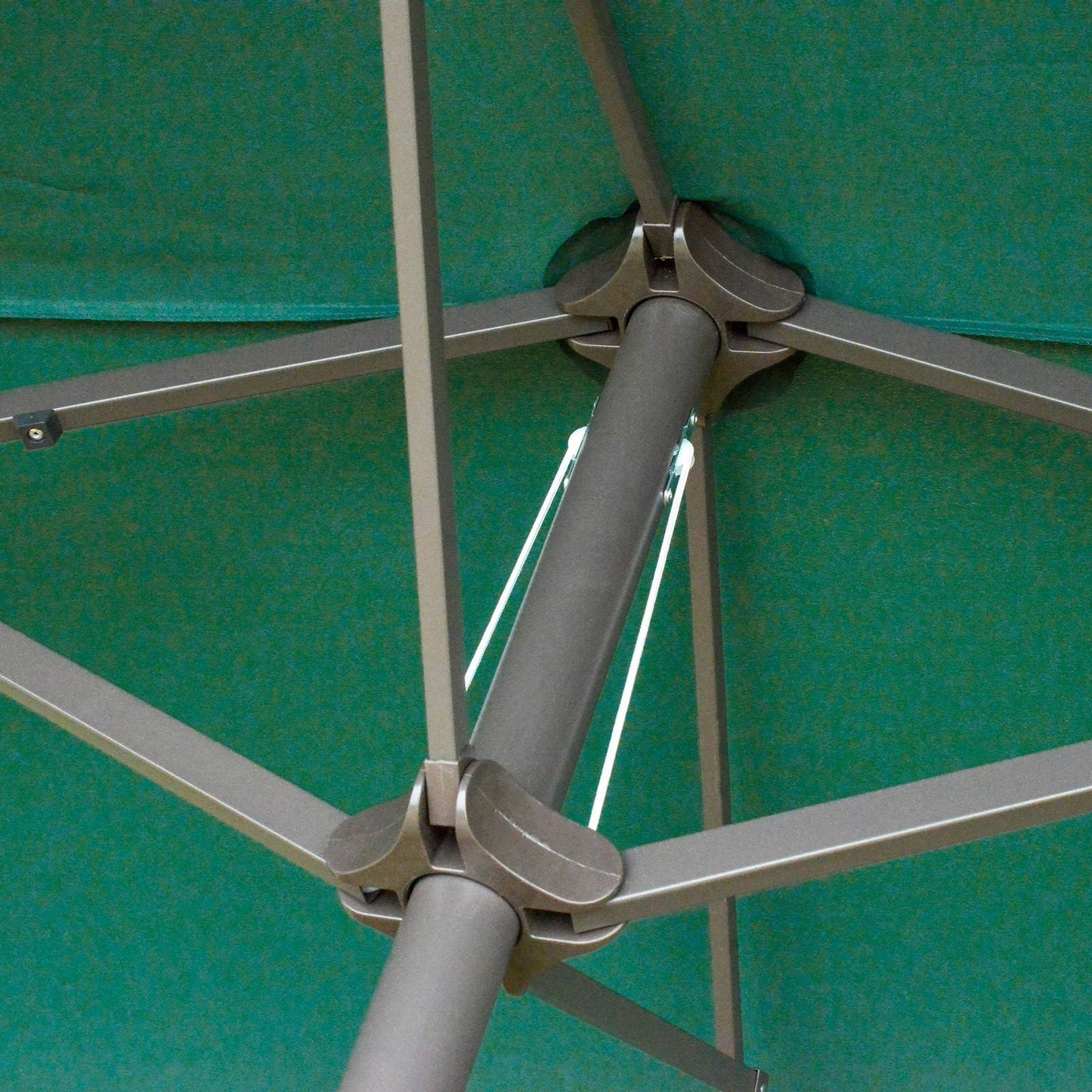 4.6M Sun Umbrella Canopy Double-sided Crank Sun Shade w/ Cross Base Dark Green