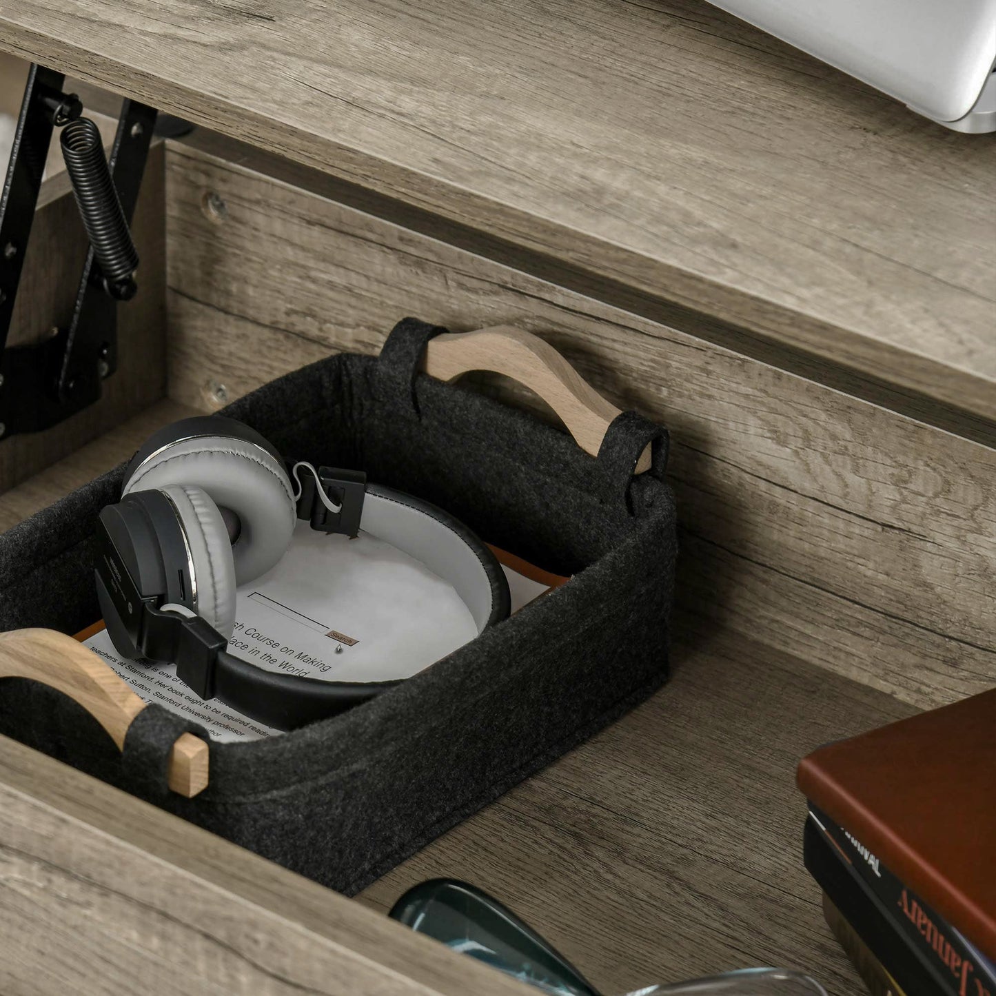 HOMCOM Lift Top Coffee Table with Hidden Storage Compartment, Lift Tabletop Pop-Up Center Table for Living Room