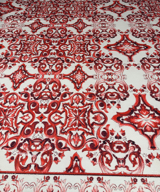 Red Baroque Sequin Fabric for Occasion Wear