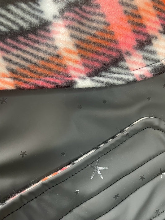 Rain Mac - Black Starfish & Pink Plaid Fleece Lining