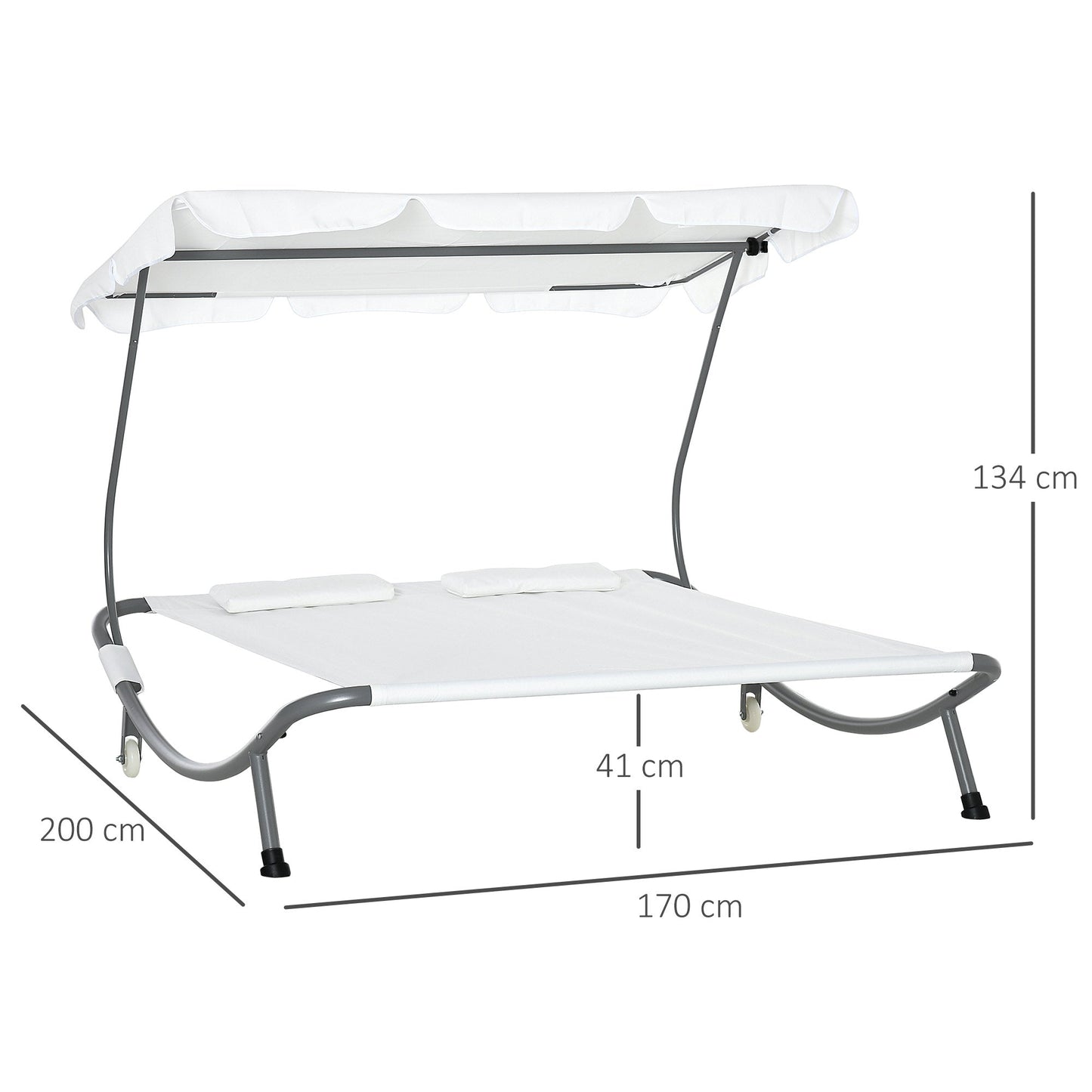 Patio Double Hammock Sun Lounger Bed w/ Canopy Shelter