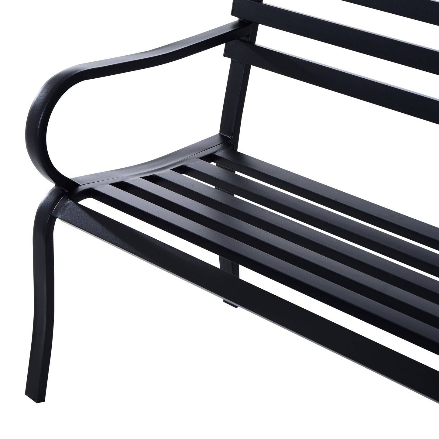 Stylish 2 Seater Metal Garden Porch Chair Bench Stable Patio Outdoor Park Metal Bench - Black