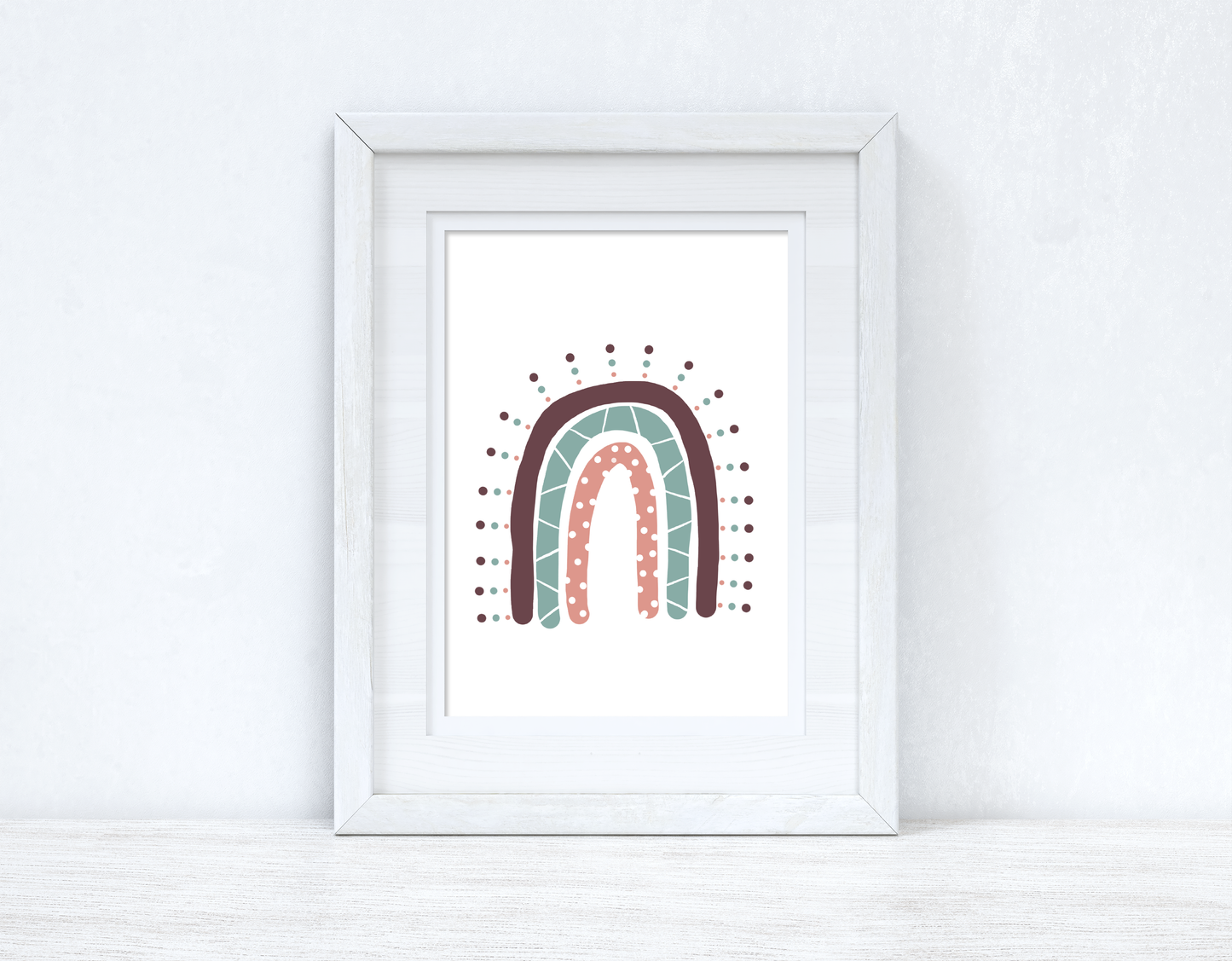 Earthy Dotted Rainbow Boho Children's Room Wall Bedroom Decor Print