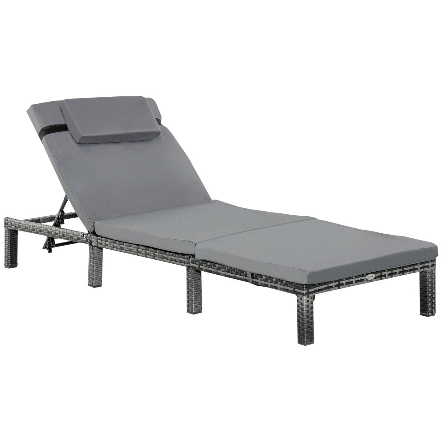 Rattan Sun Lounger Outdoor Garden Furniture Patio Recliner Reclining Chair Bed Fire Resistant Sponge