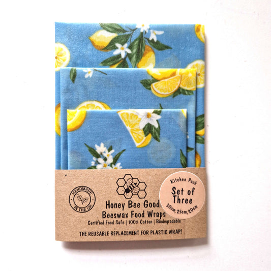 *Set of 3 Handmade Beeswax Wraps | Lemonade