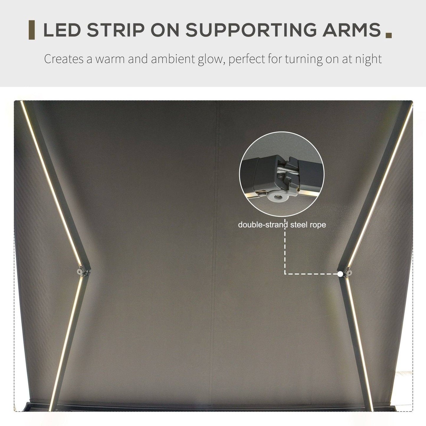 Cassette Electric Manual Awning Door Window Retractable Canopy w/ R/C & LED 350W x 0-300D cm