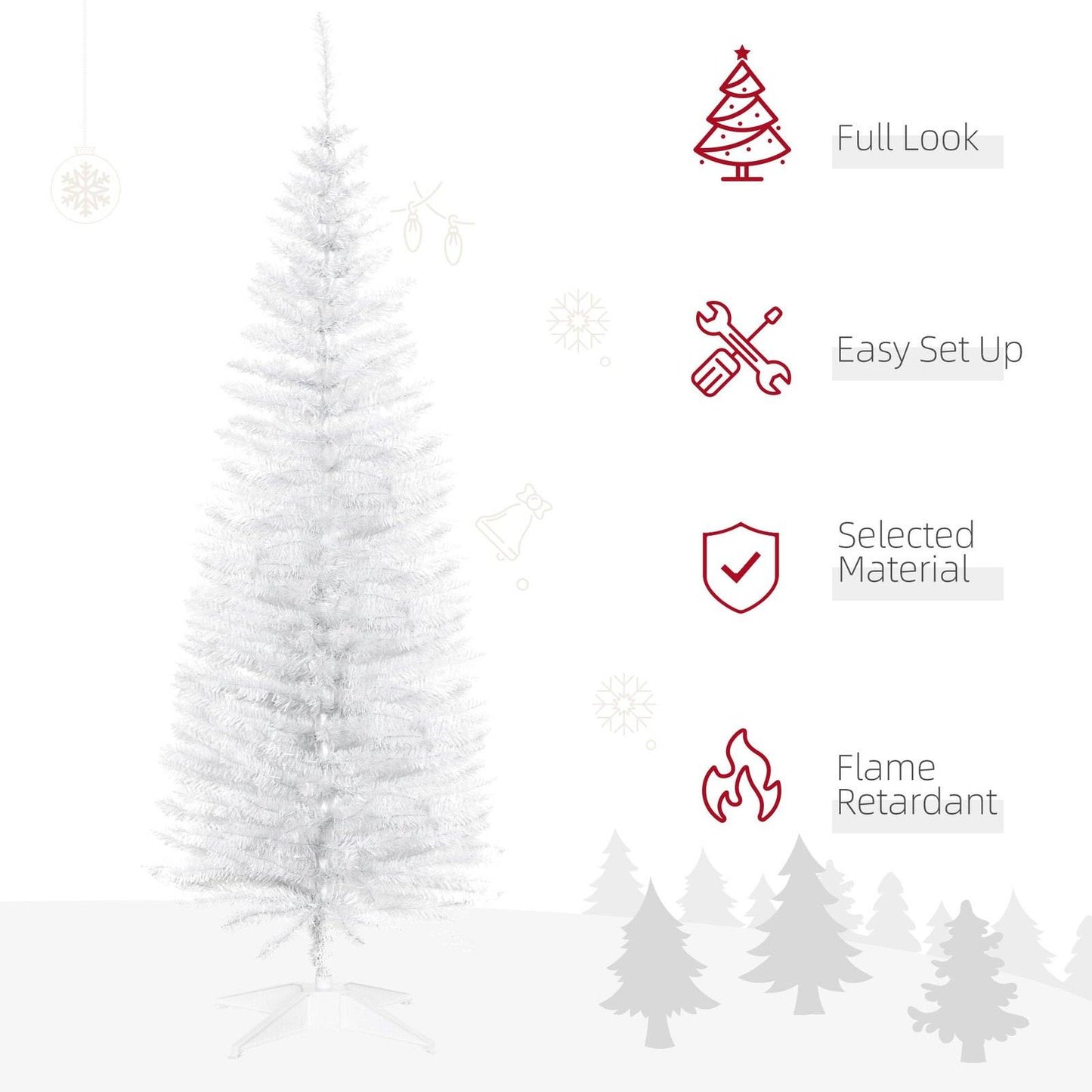 5ft Christmas Tree Artificial - White Slim 294 Tips