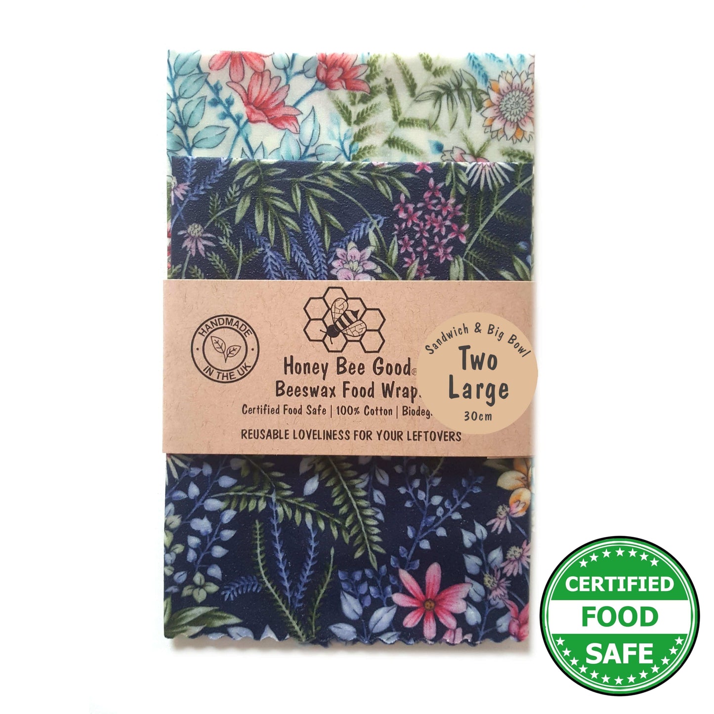 *Set of 2 Large Handmade Beeswax Wraps | Botanical