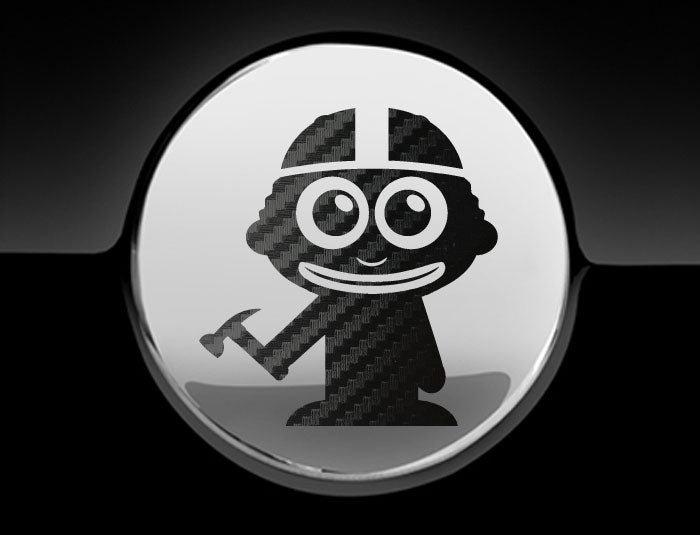 Adorable Construction Worker Fuel Cap Car Sticker
