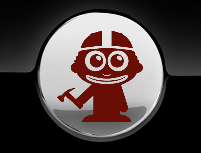 Adorable Construction Worker Fuel Cap Car Sticker