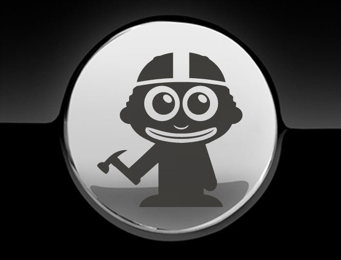 Adorable Construction Worker Fuel Cap Car Sticker
