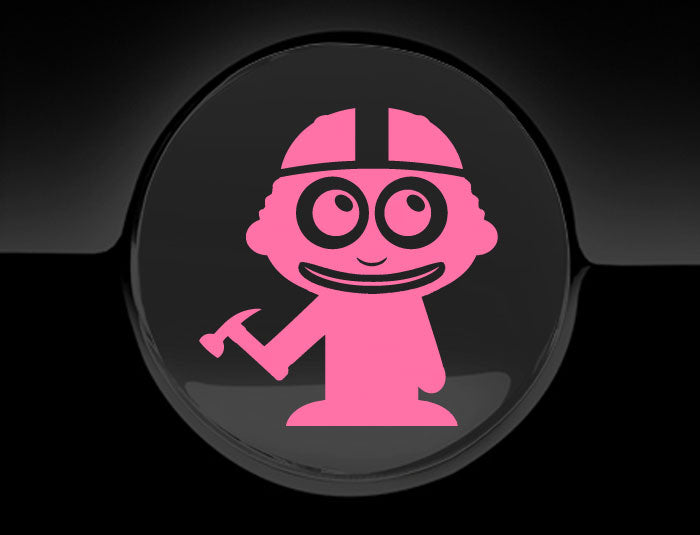 Adorable Construction Worker Fuel Cap Car Sticker