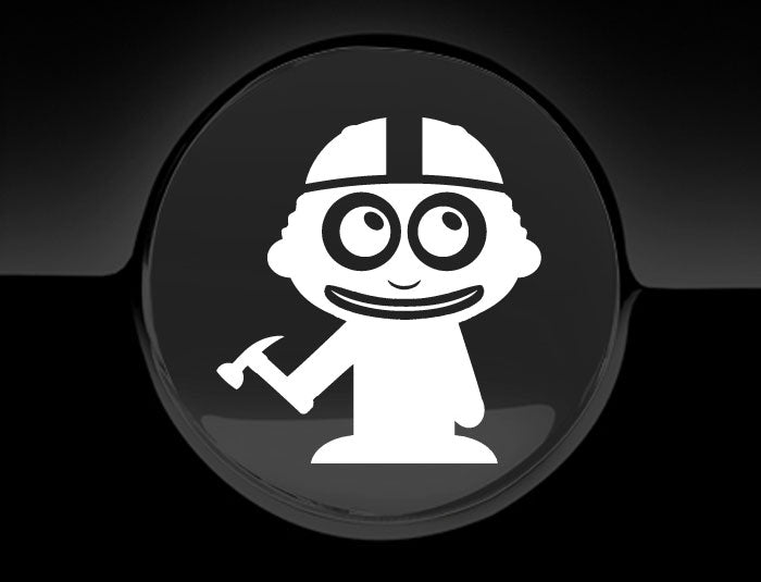 Adorable Construction Worker Fuel Cap Car Sticker