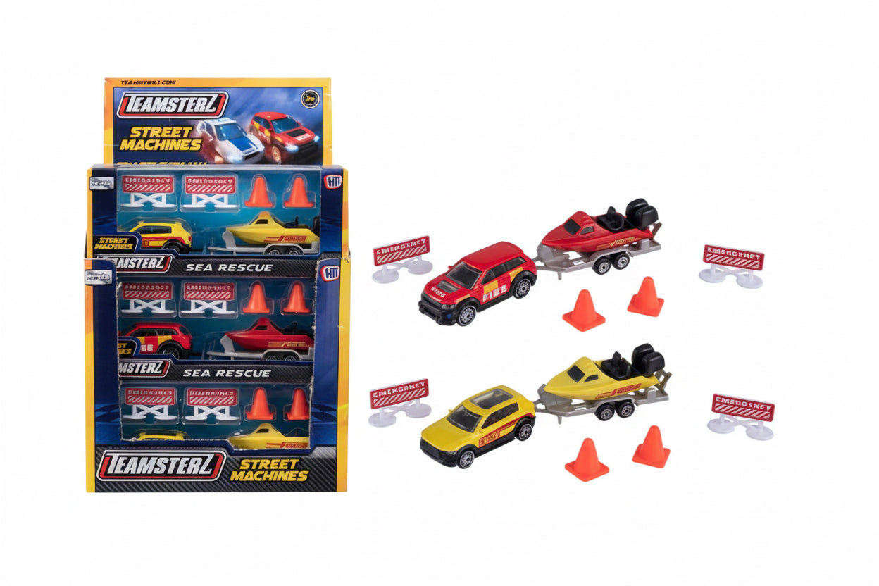 Die-cast car & boat sea rescue set