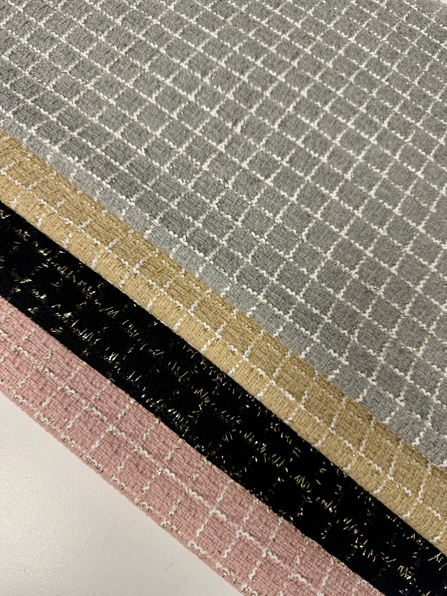 Black Wool Tweed Fabric – Glitter Checked Suiting Material