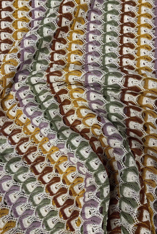 Soft Color Zigzag Knit Jersey Mesh Fabric for Crafting and Apparel