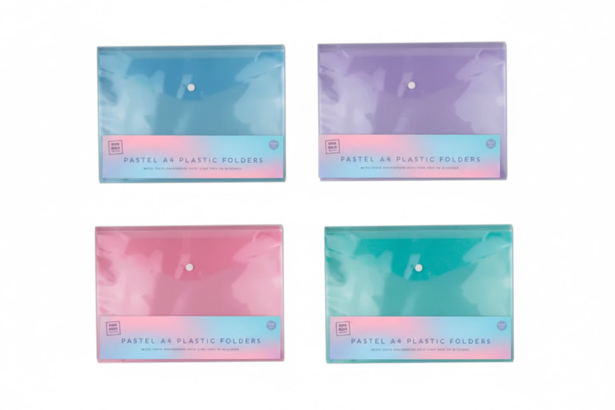 Plastic A4 folders 4 pack