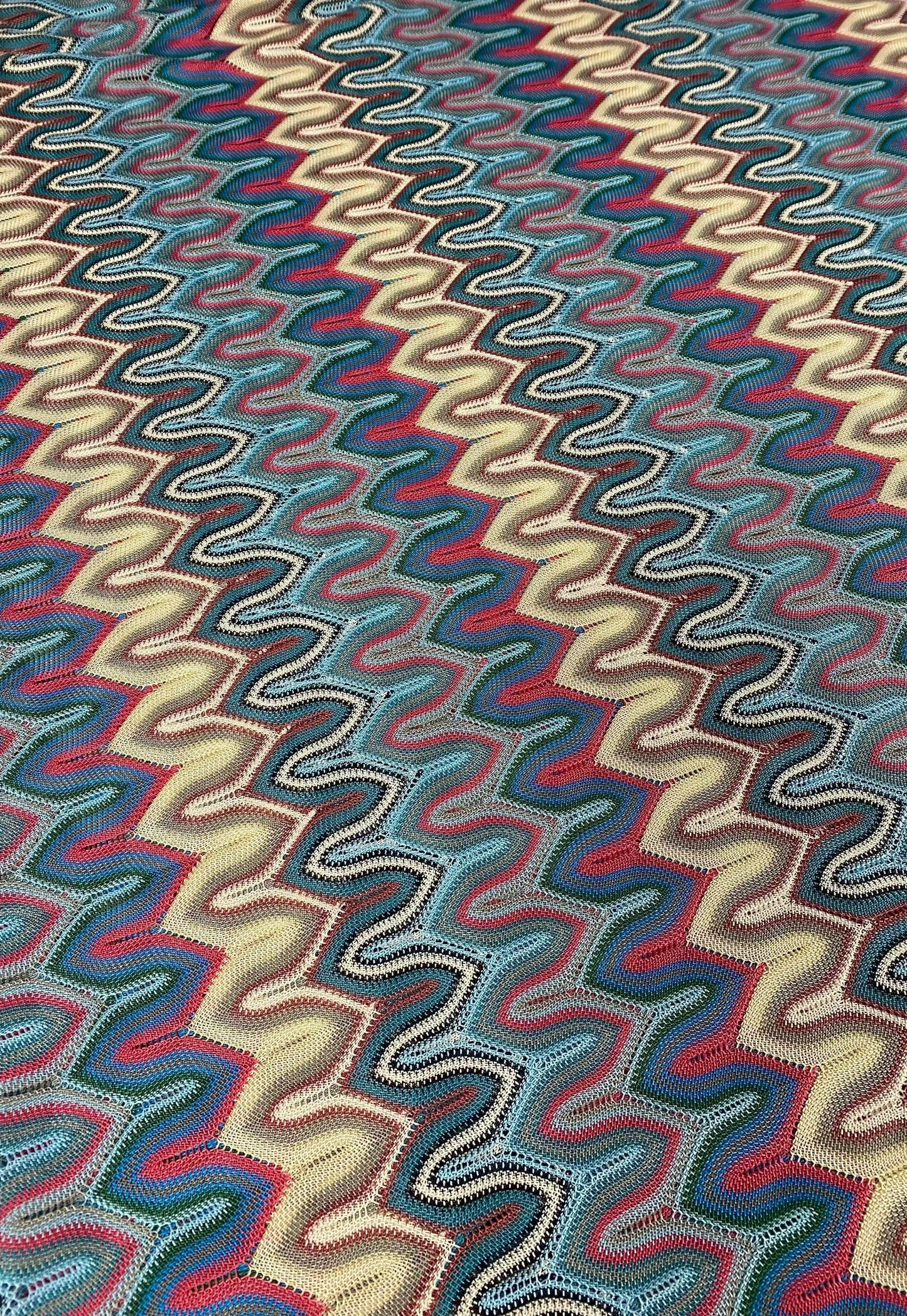 Luxury Zigzag Knit Mesh Fabric for Elegant Fashion and Home Decor