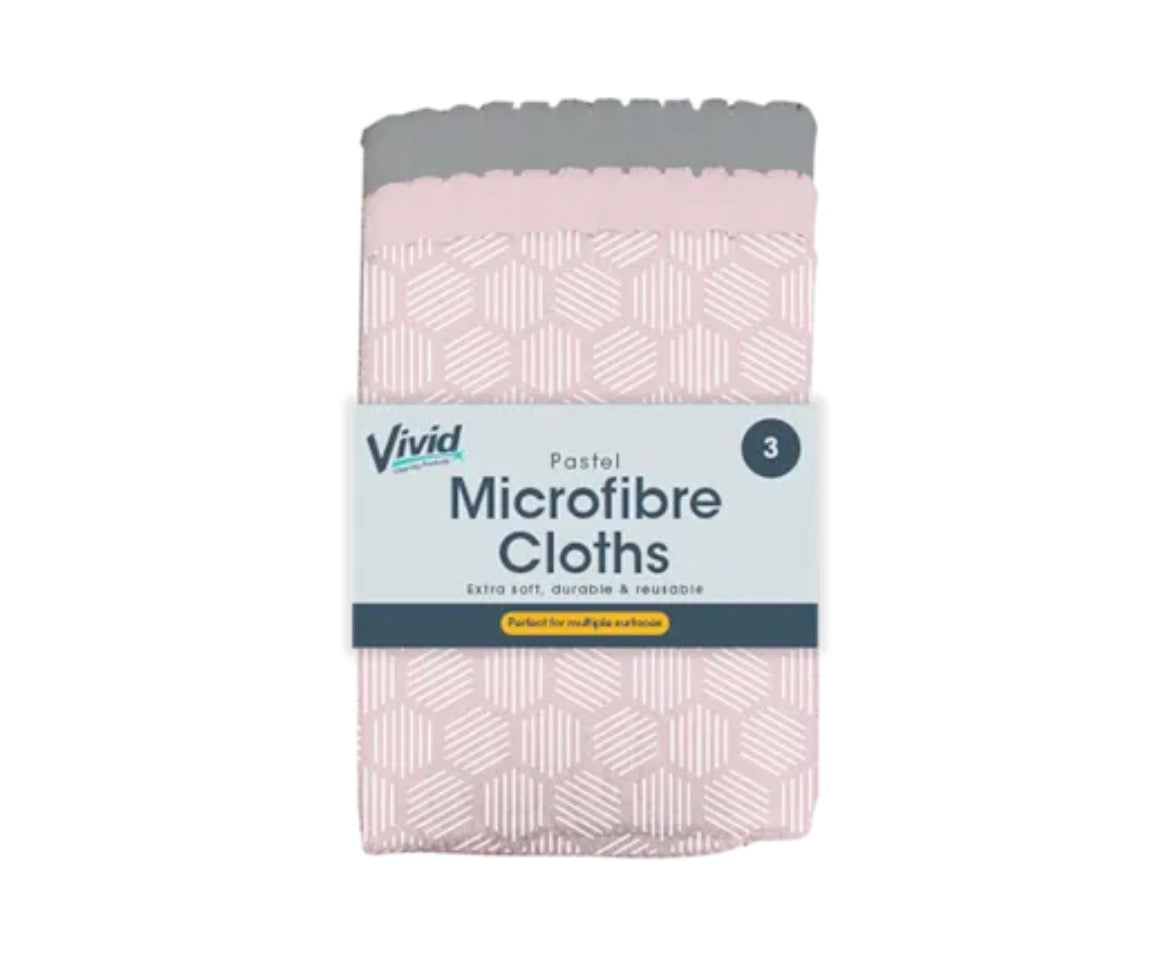 Pastel microfibre cloths 3 pack