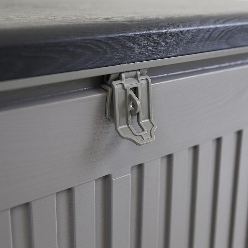 Plastic Outdoor Storage Box 190 Litres Extra Large - Grey & Black Essentials by Wensum